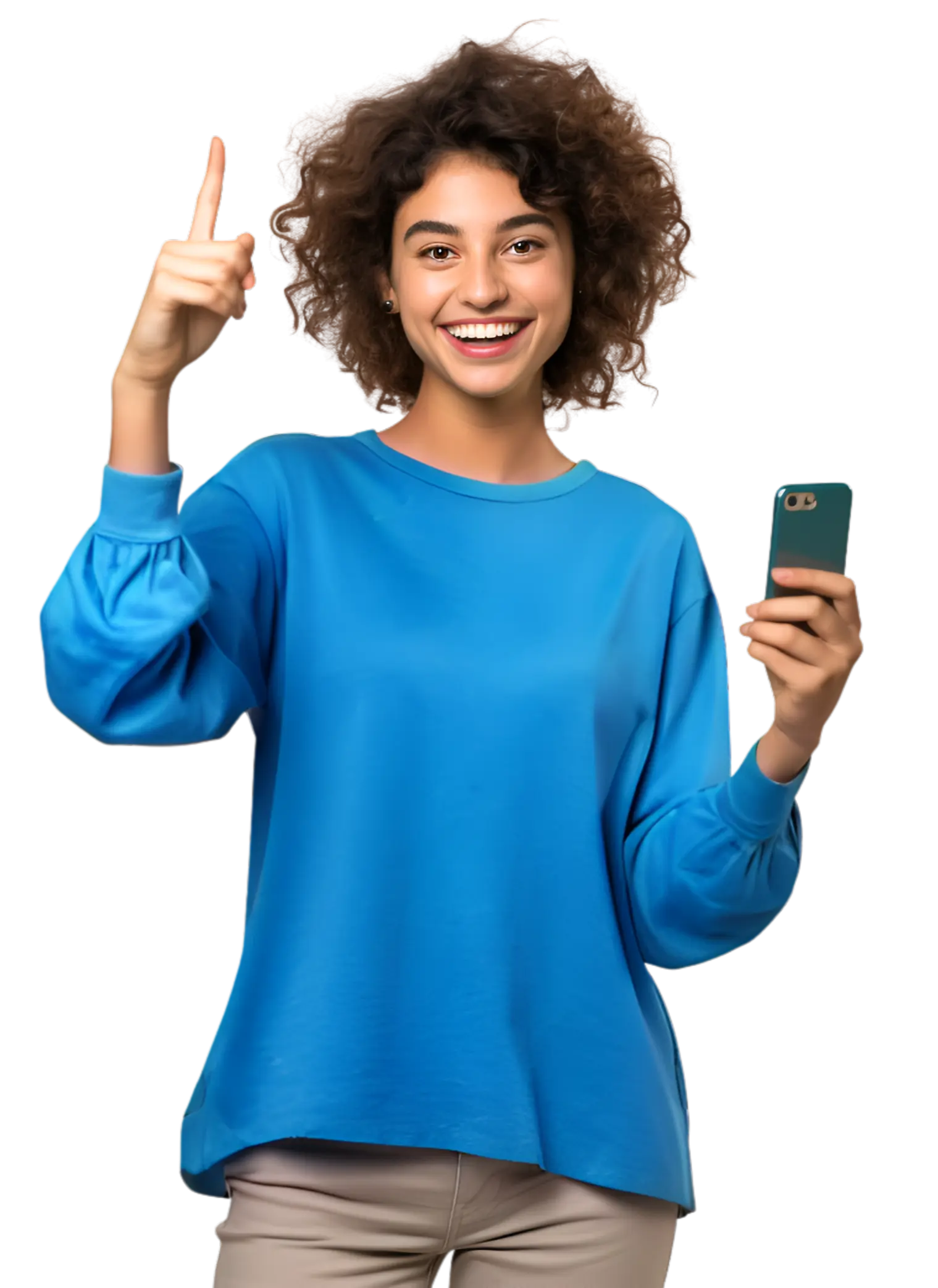 Personne souriante tenant un téléphone Personne souriante tenant un téléphone